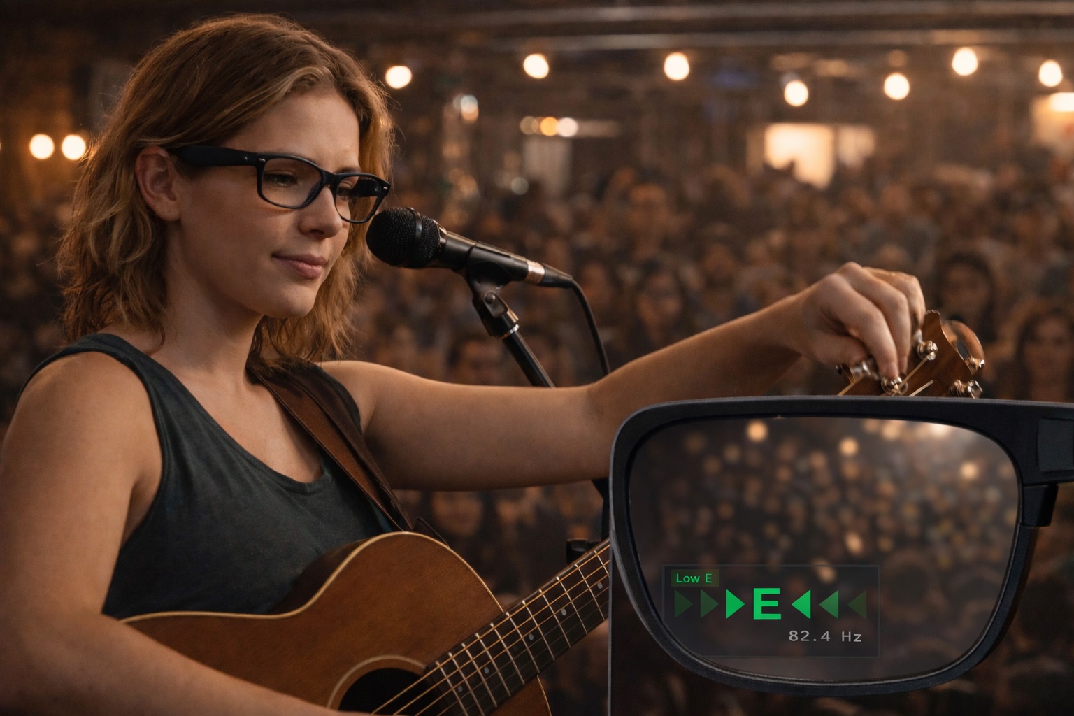 Smart glasses showing tuner
